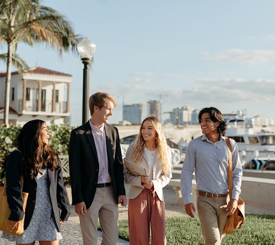 master of business administration mba students walk near the intercoastal waterway in 西拼搏体育.